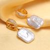 SENIKO Natural Freshwater Big Baroque Pearl Earrings Fashion Cubic Zirconia Pearl Drop Earrings For Women Party Jewelry