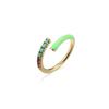 Gold Plated Brass Colorful Enamel CZ Open Ring Neon Adjustable Stackable Cubic Zirconia Women Jewelry Gift