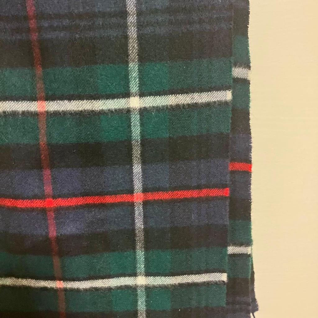 Used Johnstons Stole Black Stewart or Charcoal Ground Cashmere