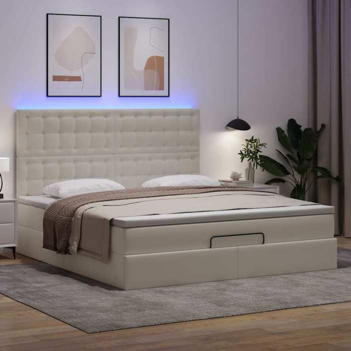 VidaXL Cadre de lit ottoman avec matelas blanc 160x200 cm similicuir 3313861