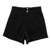 Women's High-Waist A-Line Black Suit Shorts - Summer 2024 - Slimming Fit with Elastic Waistband.