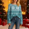 Women's Fashionable Oversized Knitwear Long-Sleeved Christmas Print Top