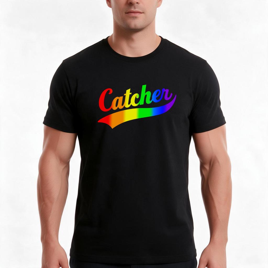 Gay Pride Catcher TShirt Summer Casual Cotton Tee Oversized Streetwear Tops Vintage Graphic Print Loose Fit Short Sleeve