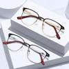 High Quality Metal Anti Blue Light Reading Glasses Men Half Frame Square Prescription Eyeglasses Fashion Presbyopic