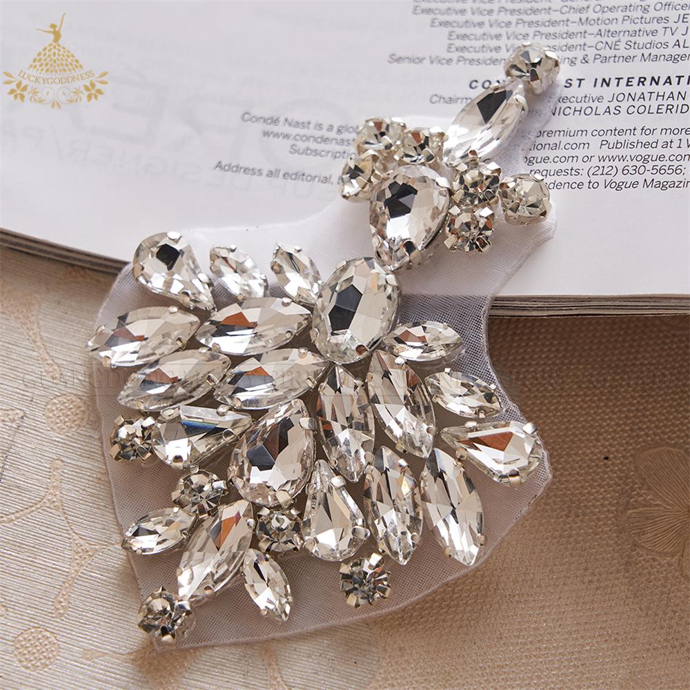 Hot Fix Rhinestones Patches Crystal Appliques for Wedding Bride Dresses Sashes LG-1601