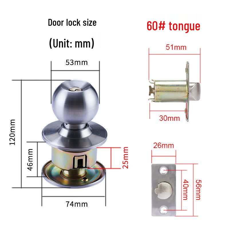 Aokewen Stainless Steel Passage Ball Knob Lock