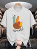 Unisex Short Sleeve T Shirt Thankful Turkey Peace Hand Thanksgiving Graphic Tees Loose Fit Casual Unisexs Top For Holiday Street Wear