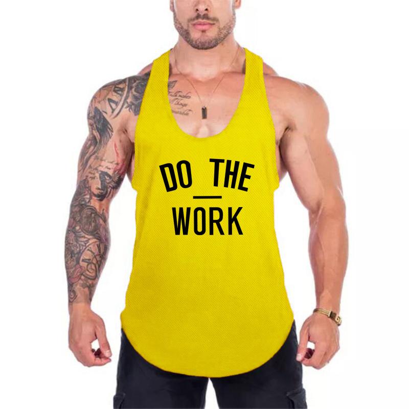 Muscleguys Men Running Vests DO THE WORK Gym Tank Tops Fitness Clothing Mens Bodybuilding Stringer Tanktop Sports Clothing Sleeveless Shirt
