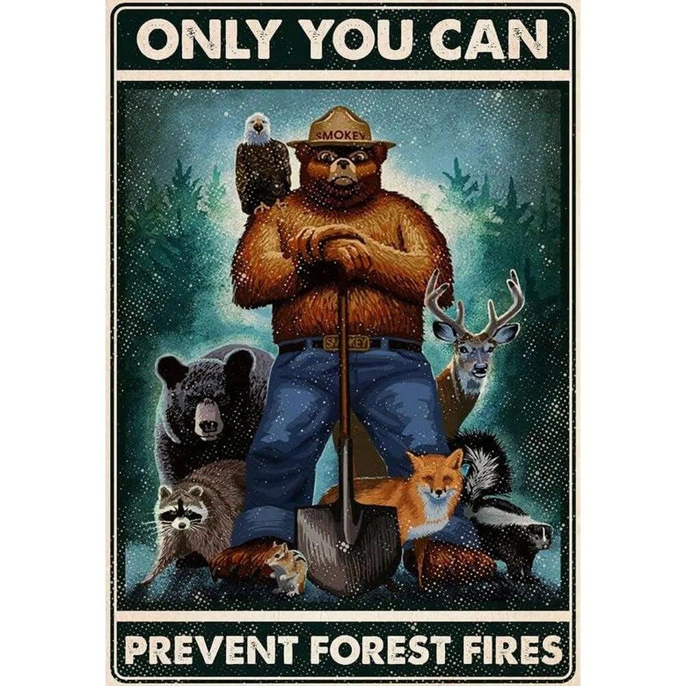 Vintage Warning Metal Tin Signs Only You Can Prevent Forest Fires Wall Decor for Forest Park Garden Bars Garage Cafe Clubs Retro