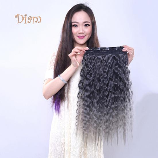 Tenfyer Extension de cheveux à clipser, longs et sexy, dégradés de couleurs, ondulés et bouclés, pour femmes, 60 cm