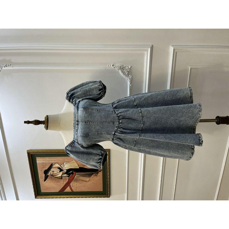 

2025 Summer New 100 Million Points Beautiful Fishbone Sling Cotton Demin dress High Slimming Midi Dress Paragraph II 2XL