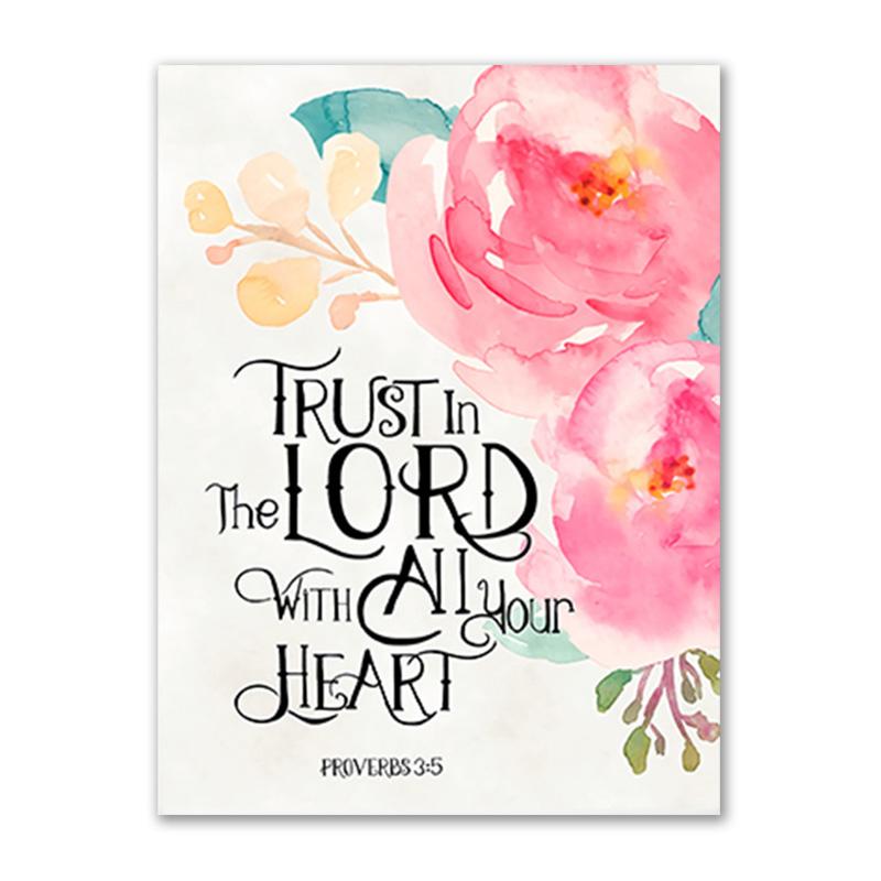 Kwiatowe plakaty akwarela ścienna drukowany obraz werset biblijny płótno sztuka chrześcijańska bóg cytat obraz na płótnie obraz pokój dziecięcy Home Decor