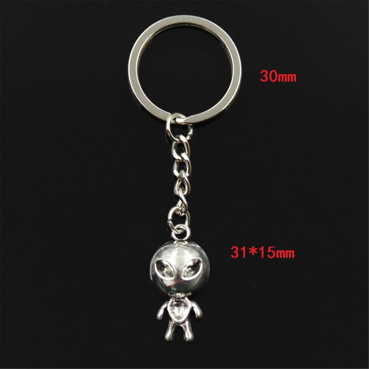 

Модный кулон Alien Et 31x15 мм, 30 мм, брелок для ключей, металлическая цепочка, серебристый цвет, мужской автомобильный подарок, сувенирный брелок серебряный