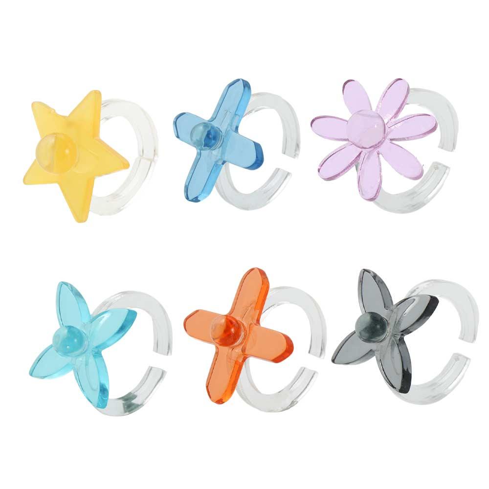 Transparent Resin Acrylic Flower Geometric Fashion Accessories Open Finger Ring Ring Joint Ring