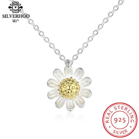 

SILVERHOO женское ожерелье с украшением в виде хризантемы на шею, серебро 925 пробы, мини-ожерелье в форме хризантемы для выхода на улицу