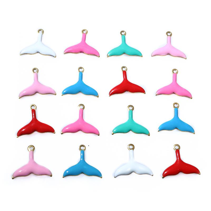 20pcs 10x11mm Stainless Steel Small Mermaid Tail Charms Pendant Enamel DIY Jewelry Making Accessories Findings Necklace Earrings