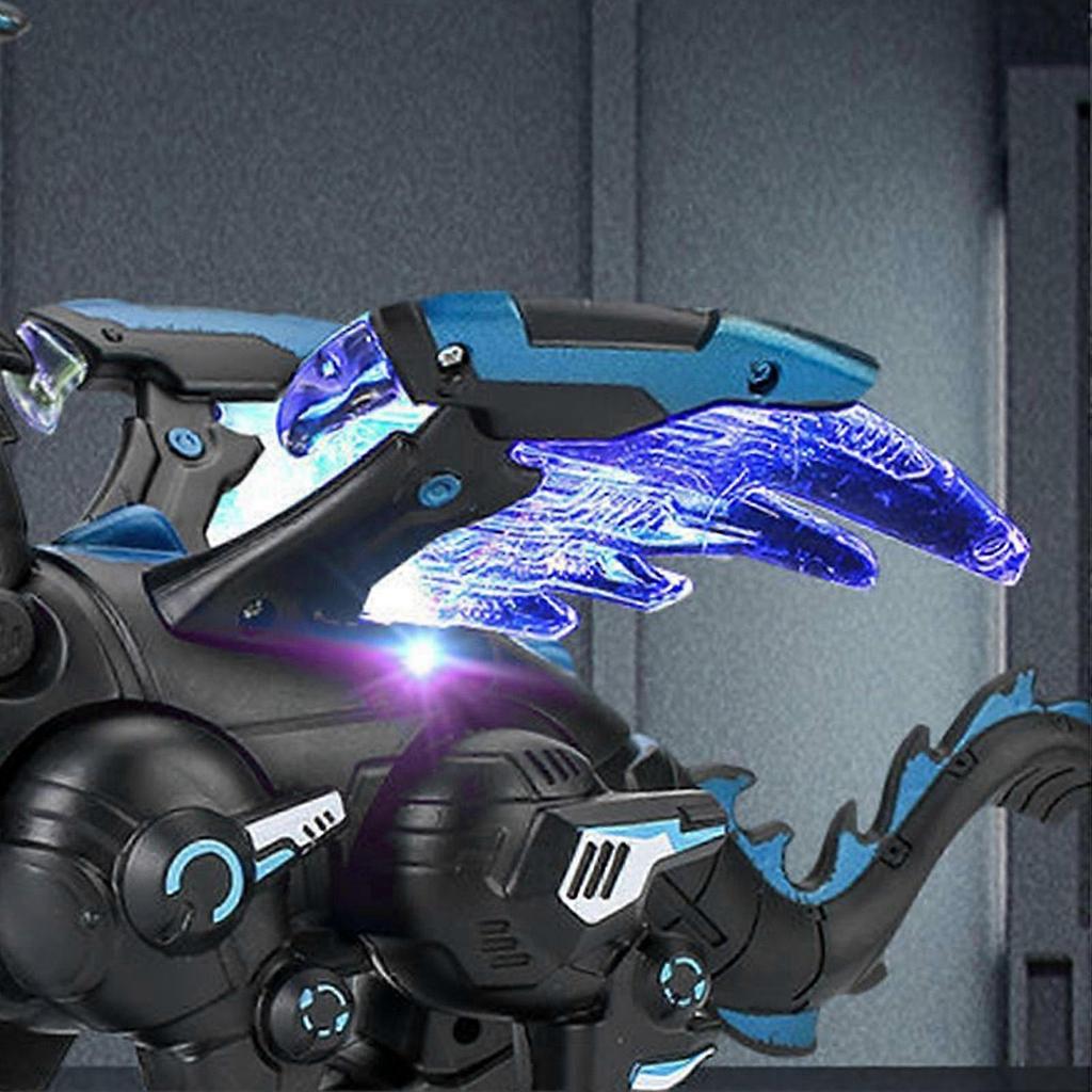 Electric Mechanical Dinosaur Toy With Sound Light Walking Toy Gifts For Boys Kids Spray Type Black