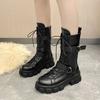 Woman Shoes Designer Mid-Calf Motorcycle Boots Women's Cosplay High Boots Punk Gothic Black Shoes Women Long Knight Boot Zapatos