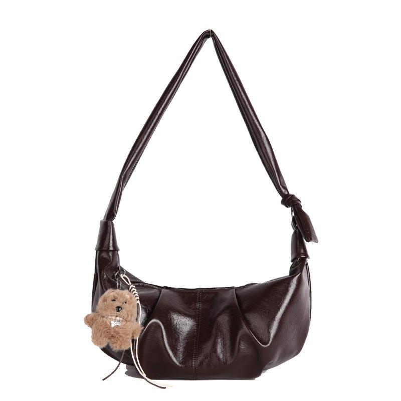 Korean niche foreign style one shoulder armpit bag women's fashion retro croissant bag large capacity pleated messenger dumpling bag