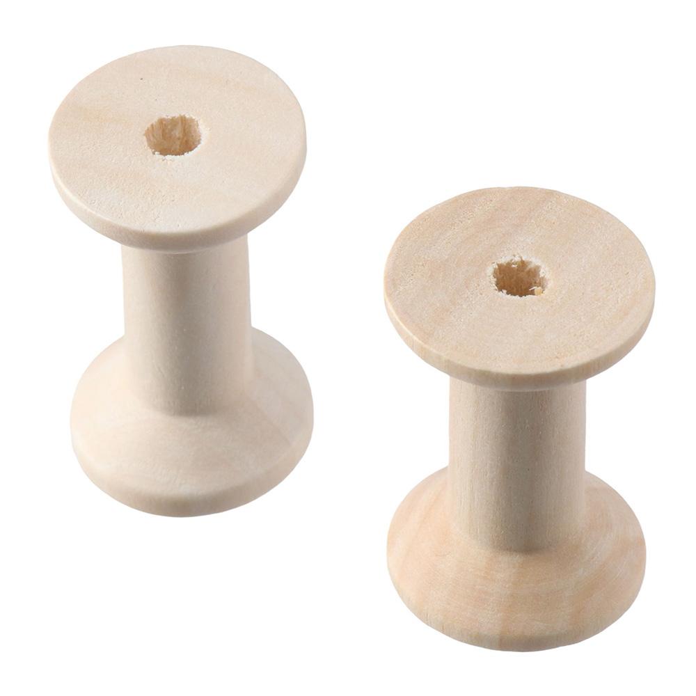20PCS Wooden Empty Thread Spools 20PCS Natural Wire Weaving Bobbins  Sewing Machines