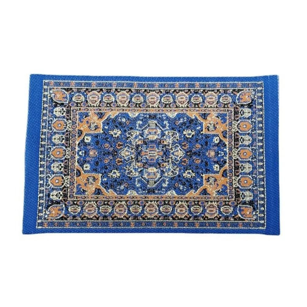1:12 Scale Dollhouse Carpet Playing House Decor Floor Coverings Floral Pattern Mat Doll Accessories Miniature Weaving Rug