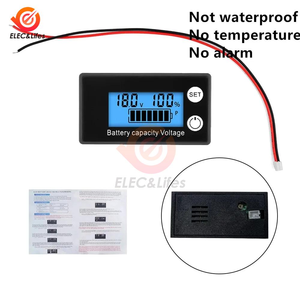DC 8V-111V Battery Capacity Indicator LCD Digital Electricity Meter Lead-acid Lithium LiFe PO1 Voltage Tester for Car Motorcycle
