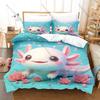 Adorable Axolotl Pattern 3 Piece Bedding Set Soft Washable Duvet Cover for Kids Dorm Room Bedroom Home Textile New bed set