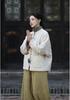 Women's Winter Ramie Quilted Jacket, Retro Stand Collar, Frog Closure