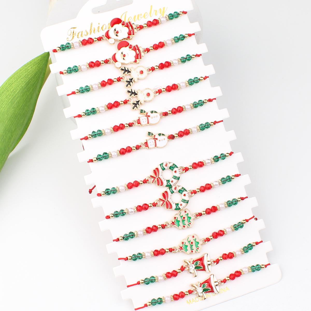 

Тканий регульований браслет-рукавичка з сніжинкою Санти - Різдвяна парна прикраса