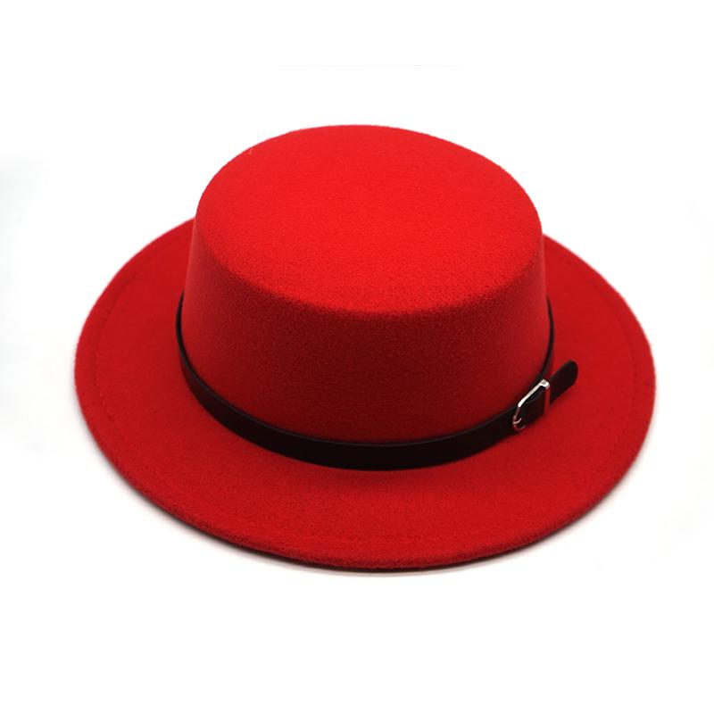 Ny Filthatt Herre Fedora-hatter med Belte Dame Vintage Trilby-luer Ull Fedora Varm Jazzhatt Chapeau Femme filt Panamahatt