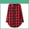 Women Fashion Button Down Checks Flannel Casual Lapel Long Shirt Tops Blouse In Vibrant Plaid Prints