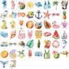 50-Piece Transparent Cartoon Watercolor Summer Sticker Pack - Waterproof Clear PET Decor for Hand Accounts, Guitars & Notebooks