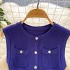 Simple Sleeveless Knitted Dress for Women Featuring A Summer Patchwork Single-breasted Design
