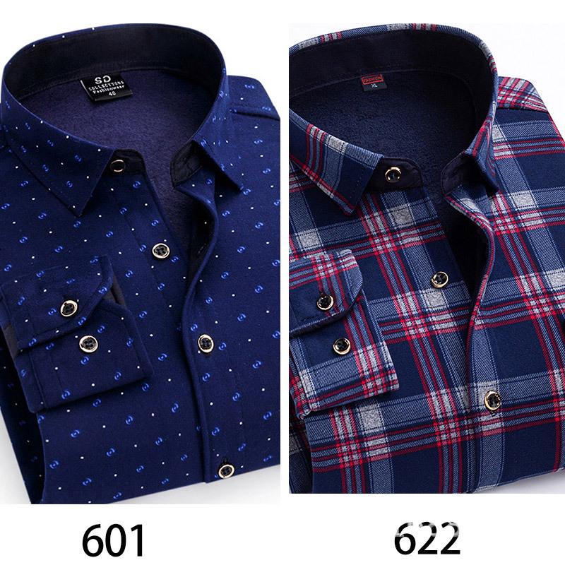 2024 Herren Kariertes Langarm Dickes Warmes Hemd für Herbst und Winter