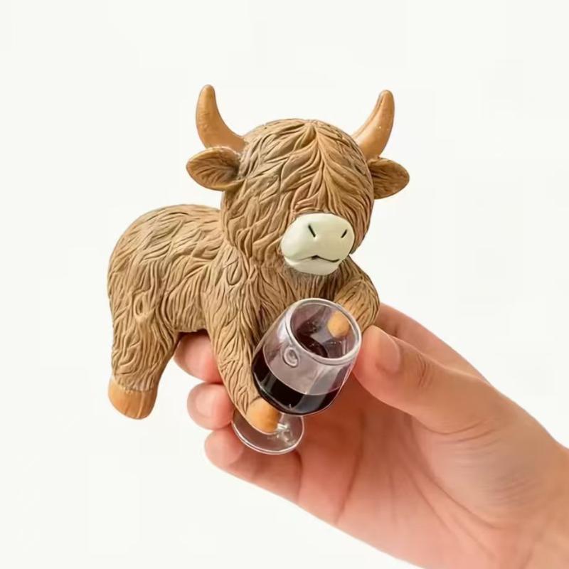 1Pcs Funny Drinking Cattle Resin Weather-resistant Pot Hugger Cow Figurines For Yard Porch Balcony Outdoors Home Farmhouse