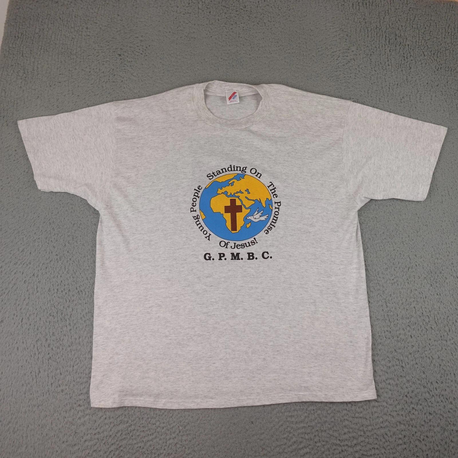 

Vintage Jesus Shirt Mens 3XL Gray Greater Peace Baptist Church Dove JERZEES 90s 4XL
