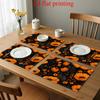 Jit4pcs 2D FLAT Digital Printed Placemats, Orange Flowers Black Background Pattern Printed Placemats, Making Your Dining Room More Beautiful, Very