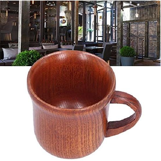 Wooden Mug with Handle,Wooden Beer Mugs Vintage Teacup Handmade Wood Mug Coffee Tea Cups