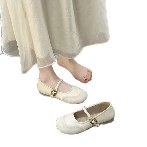French Gentle Mary Jane Shallow Mouth Single Shoes Spring New High-end Temperament Flat Bottom with Skirt