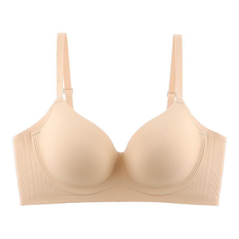 Cartoon Push-Up Bra: Seamless, Foundation Color, 5cm Thickened for Small Breasts, Outward Support, Enhances Size.