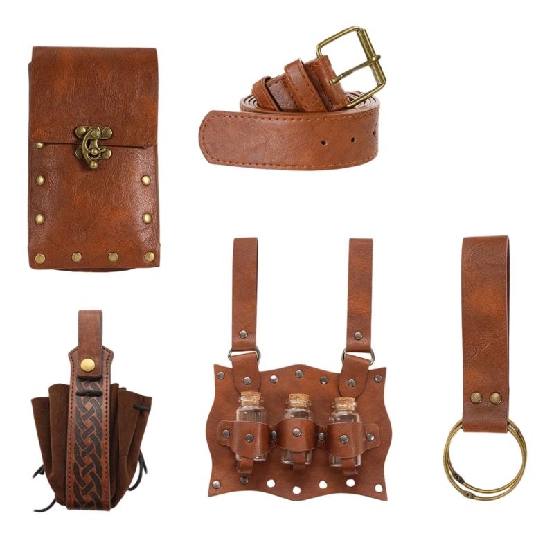 Stylish PU Leather Roleplay Belt With Decorative Alchemies Bottle Halloween Costume Accessory For Cosplay Enthusiasts