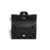 Chanel Classic Gold Buckle Flap Quilted Grainy Leather Wallet Women Wallet Black AP0214-Y01864-C3906