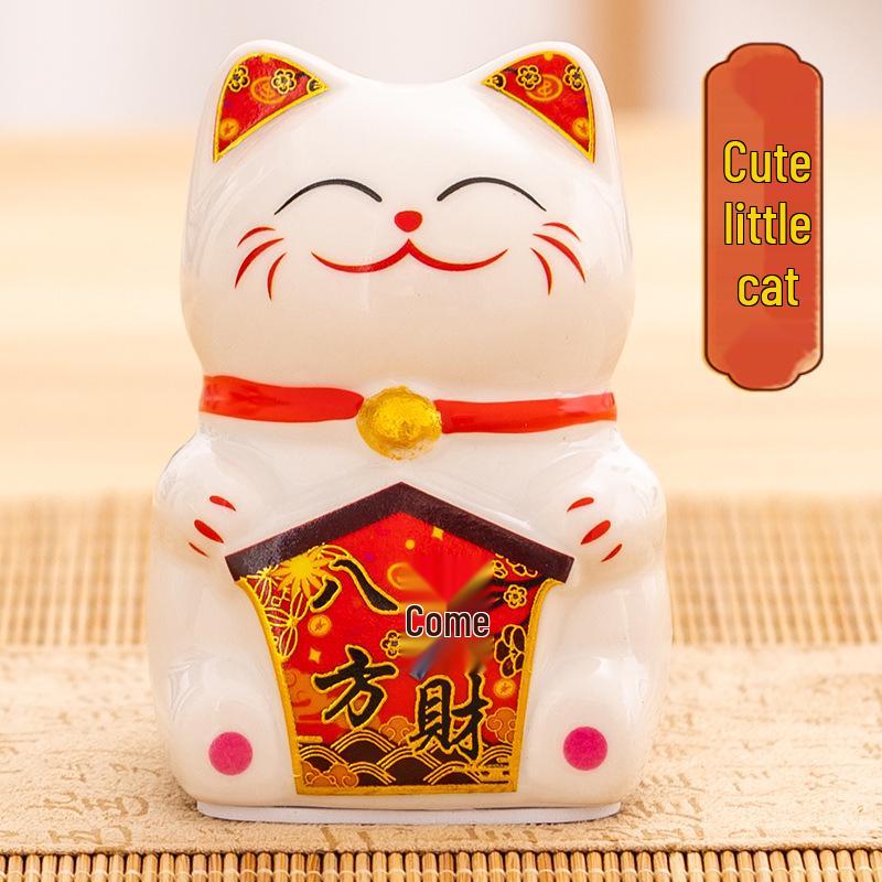

Креативные керамические милые кошачьи мини-фигурки: Японский счастливый кот для рабочего стола.