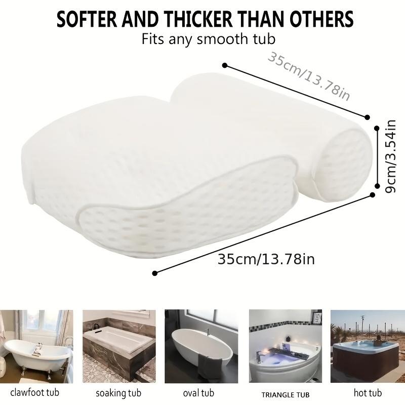 4D Mesh Bath Pillow - Neck & Back Support. 6 Suction Cups, Quick-Dry & Machine Washable. Ultimate Bathtub Relaxation!
