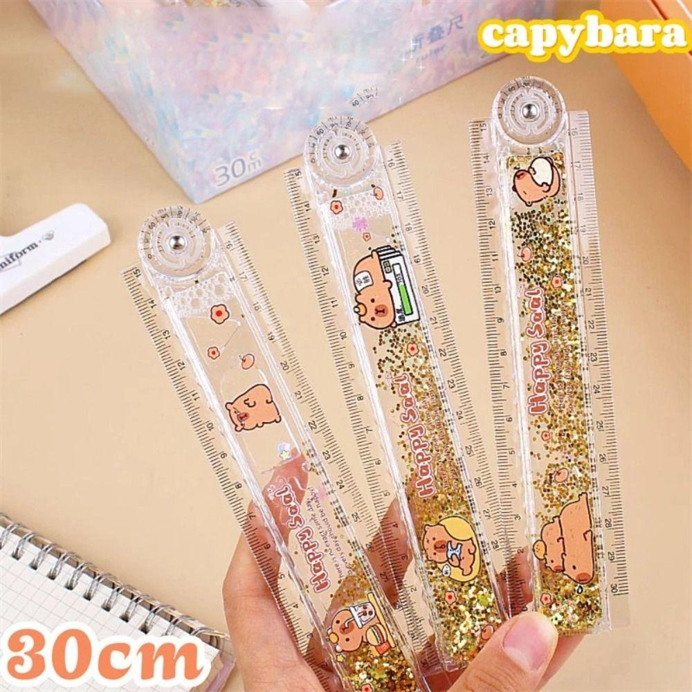 Drawing Tool Capybara Folding Ruler Multifunctional Measuring Ruler Straight Ruler Student Gift
