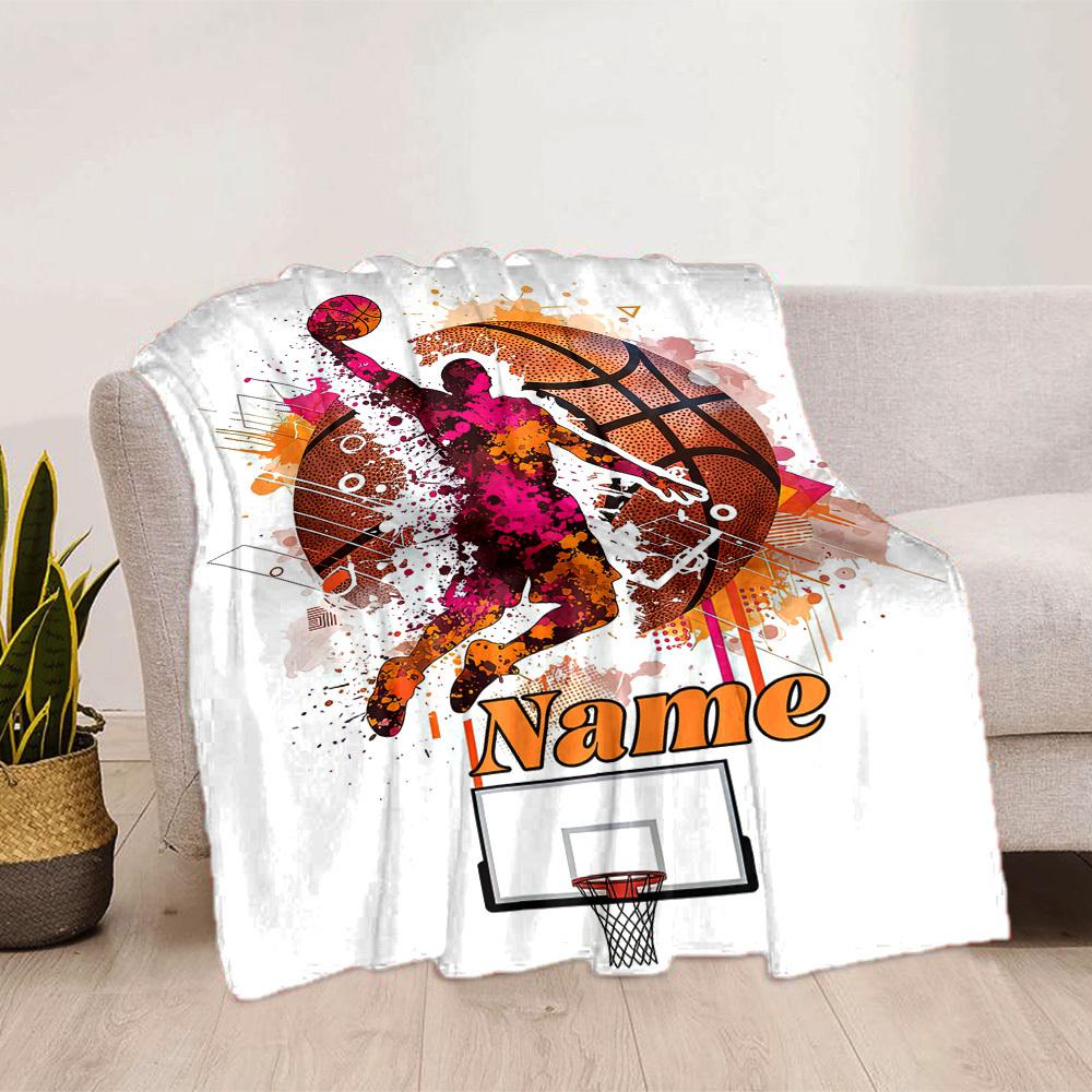 Basketball Player Silhouette Home Customize Your Name Blankets Comfortable Soft Lightweight Allseason Multipurpose Blanket For Picnics Sofas Offices