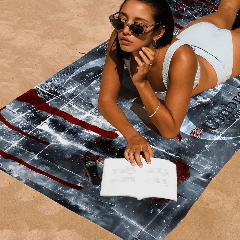 R-resident E-evil Umbrella Us TroopsS Microfiber Printed Beach Towel Mountain Climbing Beach Swimming Absorbent Soft Towel