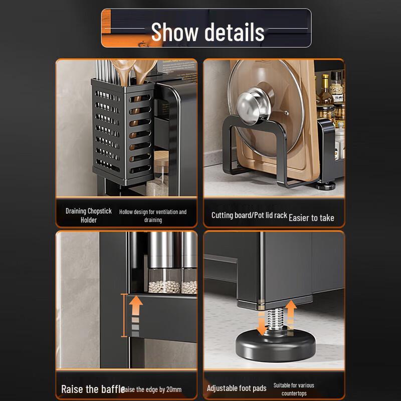 Beifu 3-Tier Carbon Steel Kitchen Storage Rack