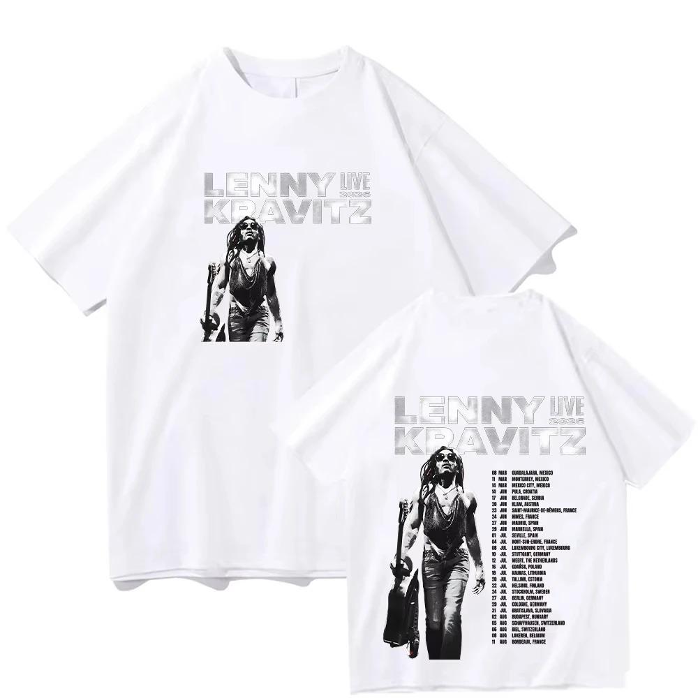 Lenny Kravitz Live 2026 Maglietta Grafica Uomo Donna Cotone di Alta Qualità Maglietta Moda Uomo Manica Corta Stile Musica Punk Streetwear