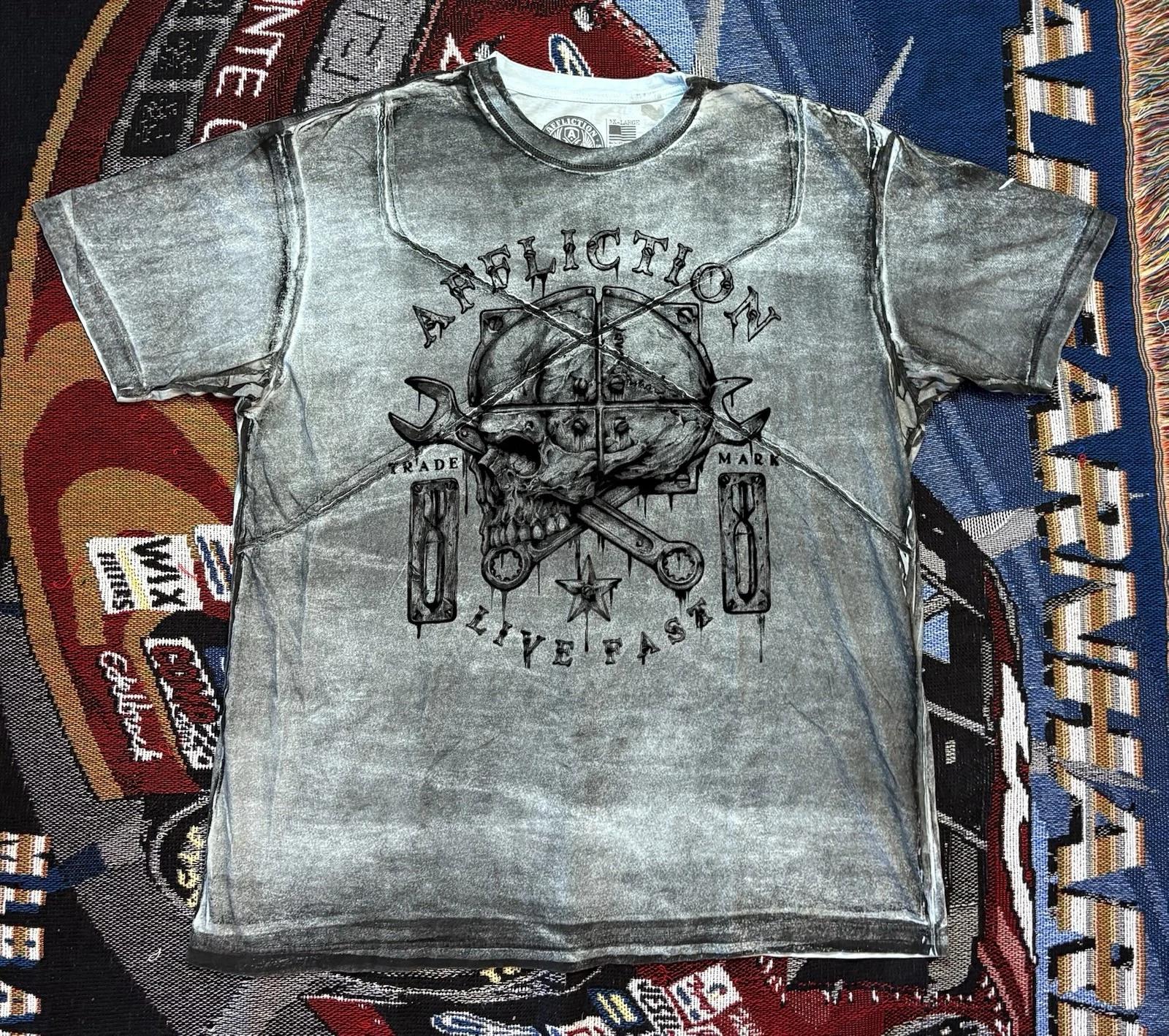 Y2K Affliction Shirt Cyber Grunge Alternative Gothic Men’s 3XL Double Sided L